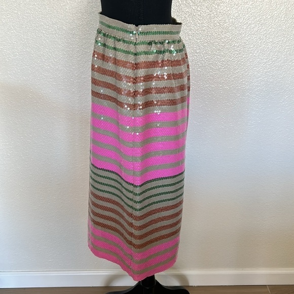 JCrew Collection Midi Sequin Striped Skirt Size 6 - Picture 7 of 14